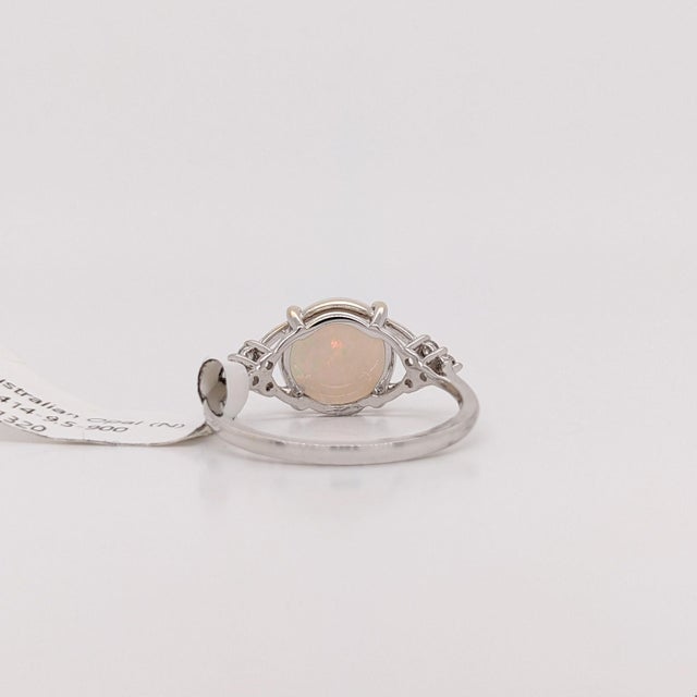 2Ct Multi Color Jelly Opal Ring With Natural Diamond Accents: Solid 14k Gold, Size 6.75 For Sale - Image 11 of 11