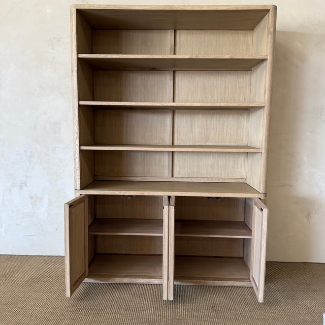 Size: 60" x 20"D x 84"H Int. Doors: 24"W x 17"D x26.5"H Shelves: 55"W x 18.5"D x 12"H Bottom Height: 30" Wood Species: Oak...