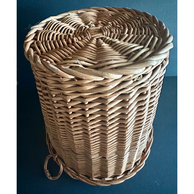 Vintage Mid-Late 20th Century Wicker Wastebasket For Sale - Image 10 of 12