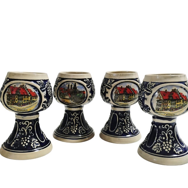 Mid-Century Modern 1970s Mid-Century Modern West German Gerzit Ceramic Wine Chalices - Set of 4 For Sale - Image 3 of 13