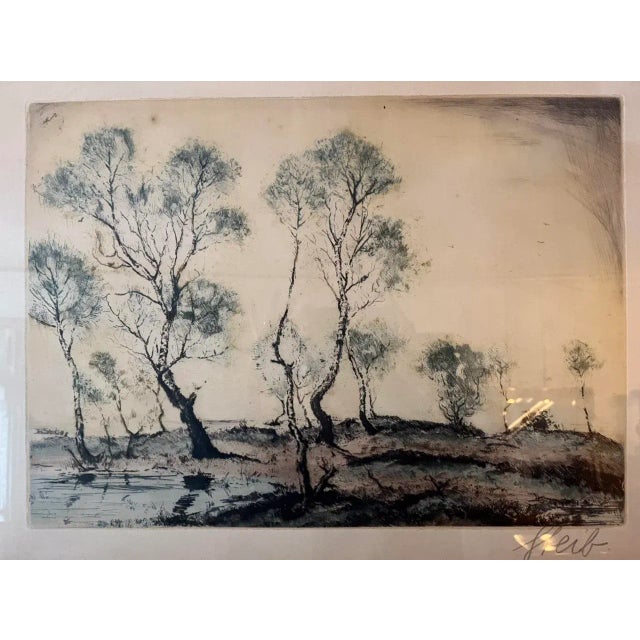 Modern Josef Steib, Birken im Moor, 1928, Etching For Sale - Image 3 of 3