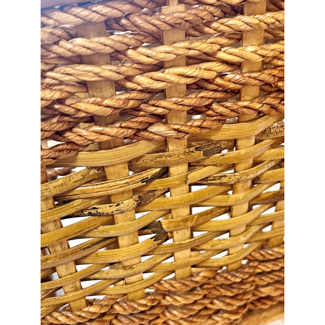 Brown 1980s Vintage French Bamboo Rattan Coastal Magazine Book Rack Stand For Sale - Image 8 of 10