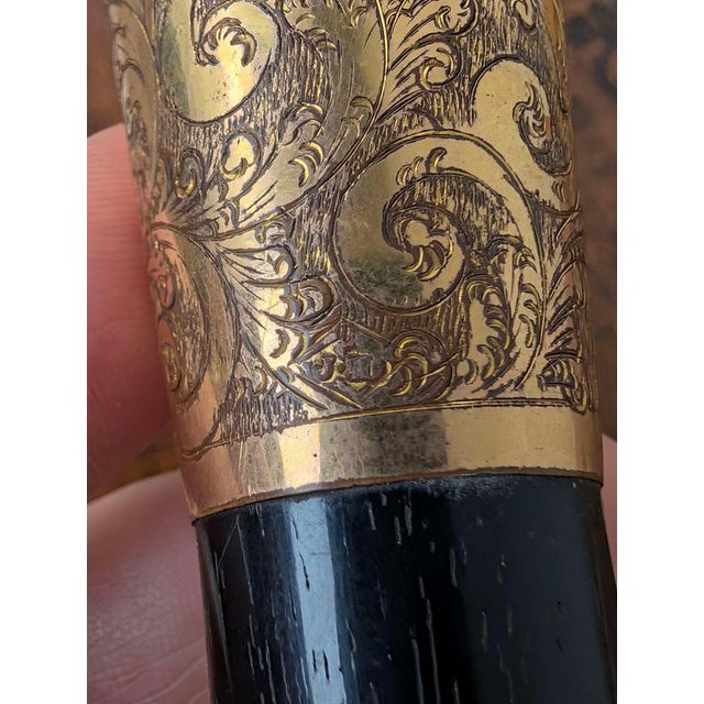Black Late Victorian Engraved Gold-Filled Gentlemans Dress Cane, 1885 For Sale - Image 8 of 10