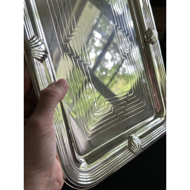 Vintage Towle Silverplate Seashell Art Deco Coastal Tray For Sale - Image 15 of 16