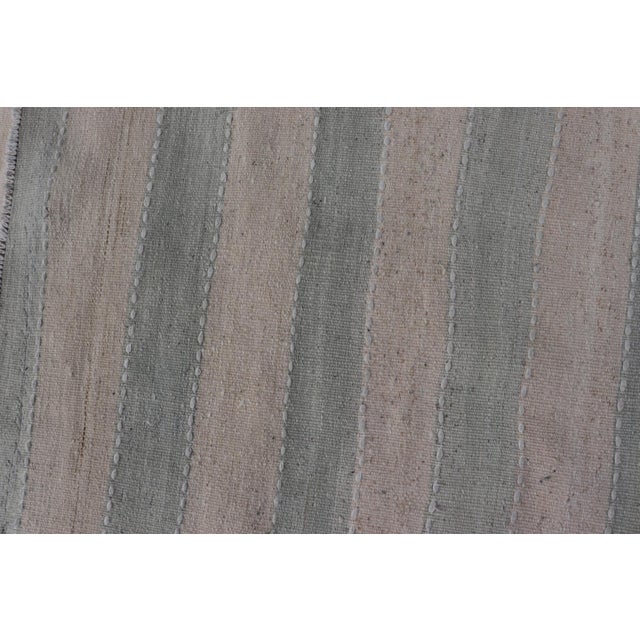 Vintage Turkish Kilim Runner With Soft Blue and Ivory Stripes For Sale - Image 11 of 11