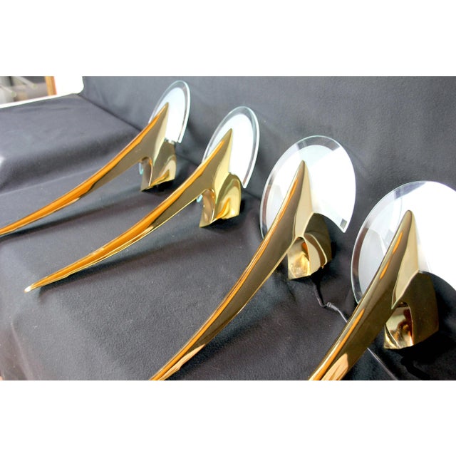 Late 20th Century Metalarte - TallerUno Designed by Joan Auger, Tall Metal and Frozen Glass Wall Lamp, Spain - a Pair For Sale - Image 5 of 12