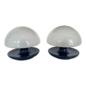 Pair of Blue Metal and Glass Lamps by Vittorio Balli for Sirrah, Italy, 1970s