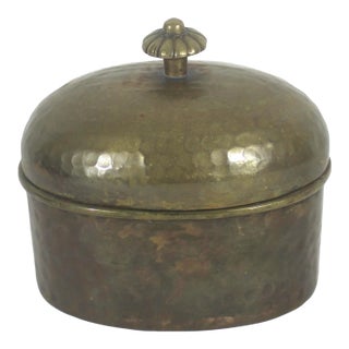 Vintage Hammered Brass Box With Lid For Sale