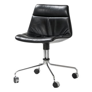 Office Chair in Leather and Steel from Jørgen Kastholm & Preben Fabricius, 1960s For Sale