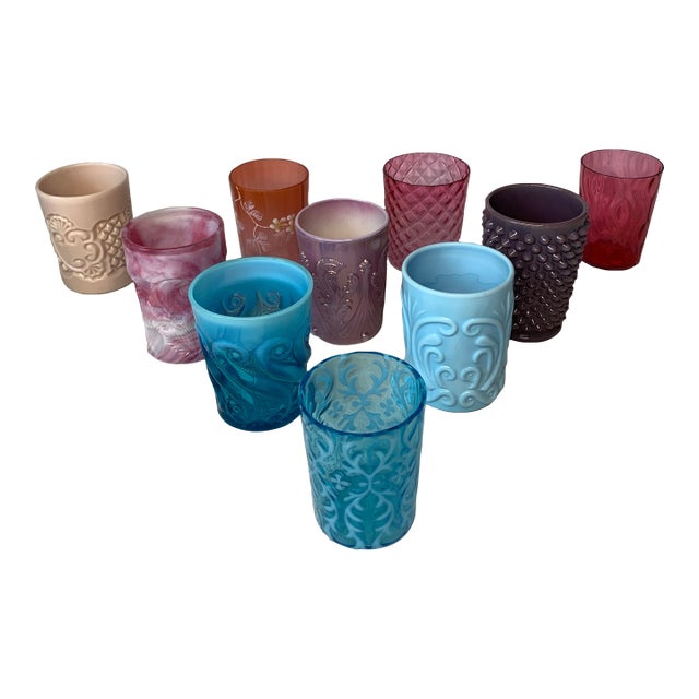 1930s Rare Eclectic Collection Art Glass Tumblers - Set of 10 For Sale