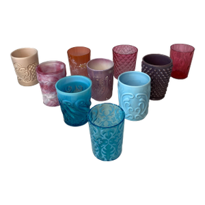 1930s Rare Eclectic Collection Art Glass Tumblers - Set of 10