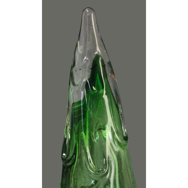 Late 20th Century Hand Blown Italy Art Glass Green Christmas Tree 16.5'' High For Sale - Image 5 of 10
