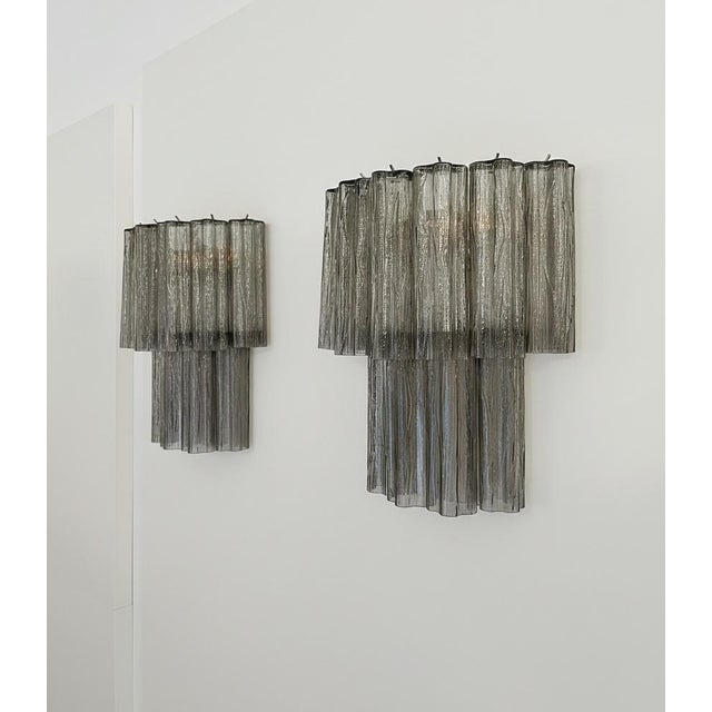 Mid-Century Modern Vintage Murano Glass Tube Wall Sconces, 1990s, Set of 2 For Sale - Image 3 of 16
