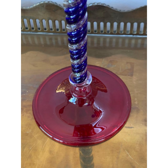 Late 20th Century Late 20th Century Set of Three Modern Murano Glass Goblets, Blue, Red and Amethys For Sale - Image 5 of 18