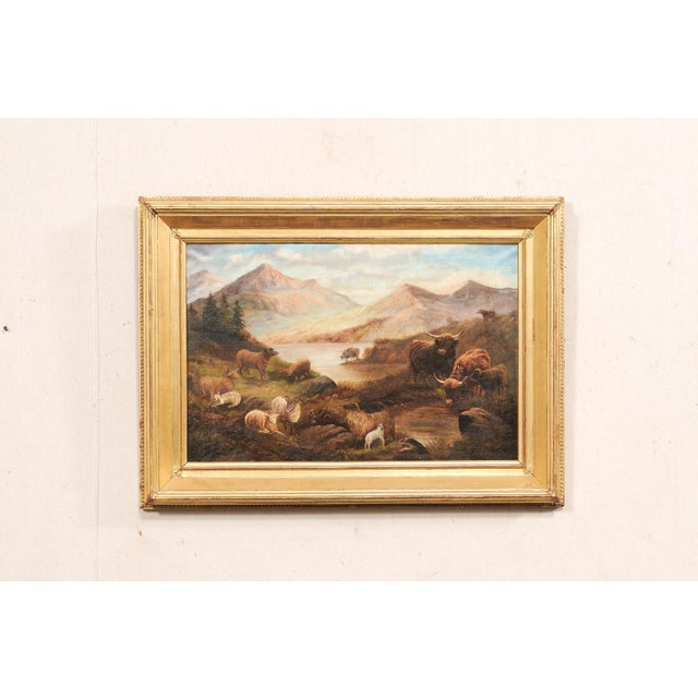 19th Century English Landscape W/ Highland Cattle For Sale - Image 4 of 11