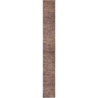 Nazmiyal Collection Brown Modern Moroccan Design Runner Rug For Sale