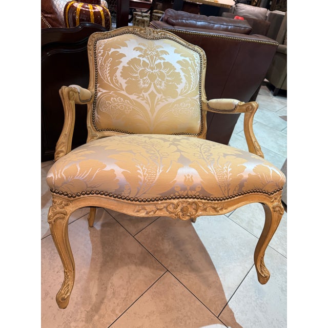 Wood Pair of French Louis XV Style Bergères Attributed to Maison Jansen For Sale - Image 7 of 12