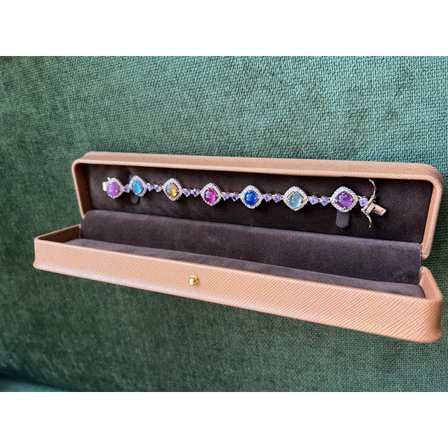 Bochic "Capri" Vintage Ruby & Blue Sapphire Bracelet Set In 18K Gold & Silver For Sale - Image 12 of 18