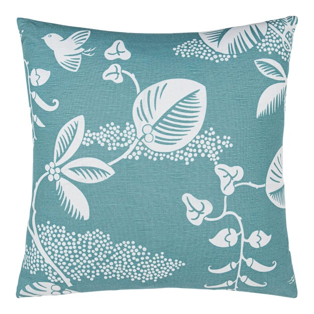 The House Of Scalamandré Pepper Square Pillow In Turquoise For Sale