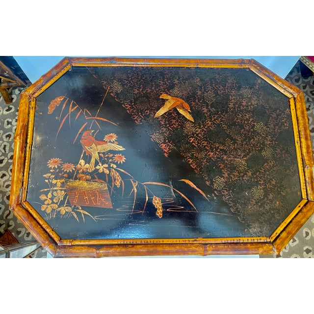 Just in, this Late 19th Century Chinoiserie Bamboo & Lacquer Side Table, from the Aesthetic Mouvement, c.1880- 1900. This...