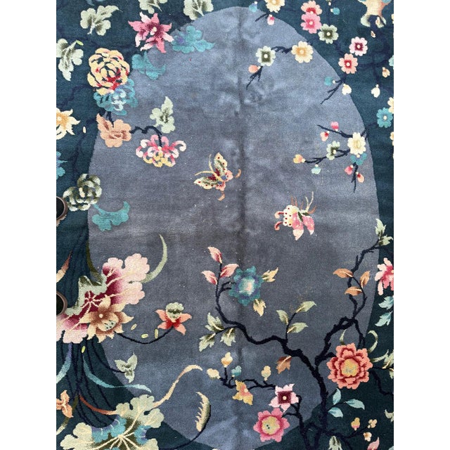 Gray A Stunning Vintage 5'-6" X 8'-5" Art Deco Chinese Rug For Sale - Image 8 of 10
