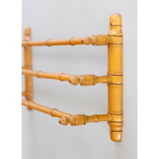 Antique French Faux Bamboo Triple Towel Holder Wall Rack For Sale - Image 4 of 7
