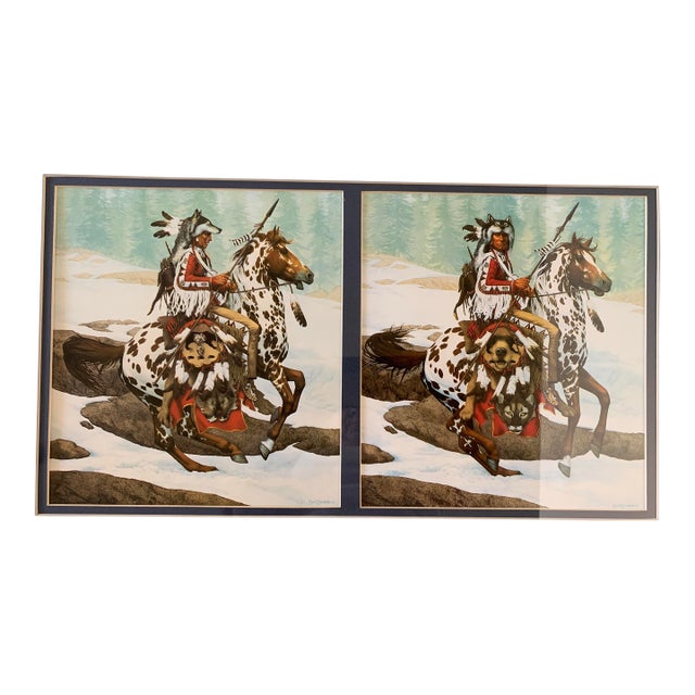 1980s Bev Doolittle “Guardian Spirits” - A Pair in One Frame For Sale