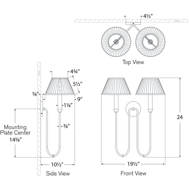 Metal Amber Lewis for Visual Comfort Signature Ingela 24" Double Sconce in Hand-Rubbed Antique Brass with Silk Pleat Shades For Sale - Image 7 of 8