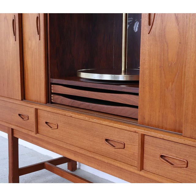 Brown Vintage Danish Highboard with Bar Section, 1960s For Sale - Image 8 of 16