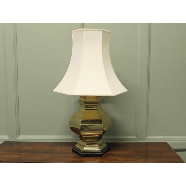 Large Brass Table Lamp This is a very attractive and large lamp the base is made in brass, it has a 6 sided hexagonal...