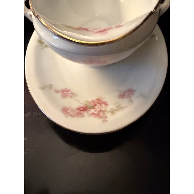 Ceramic Antique Royal Schwarzburg German Fine China Gravy Boat With Attached Underplate For Sale - Image 7 of 9