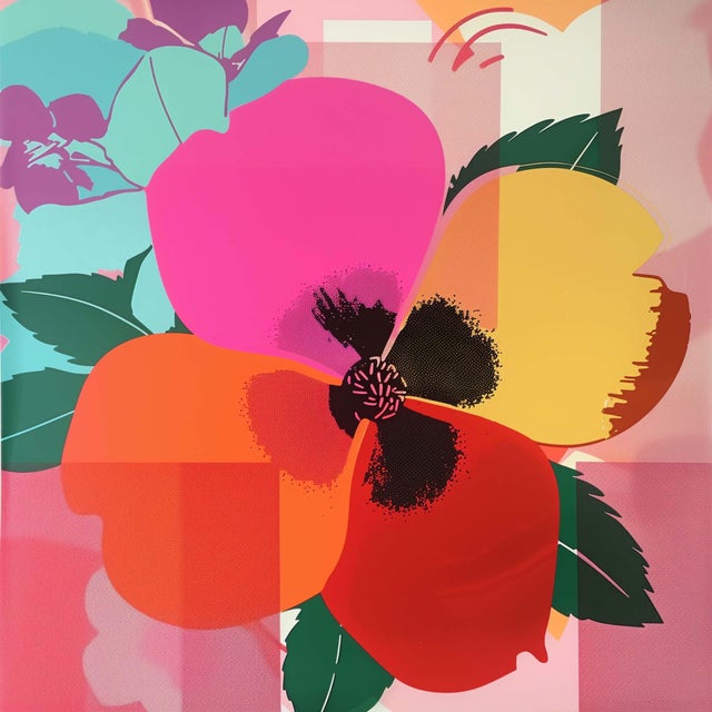 2020s Set of 4 - Art Wall Installation 40' X 40' - 'Pop Art Flowers' #4 - Limited Edition Botanical Photograph Print in the Style of Andy Warhol For Sale - Image 5 of 10