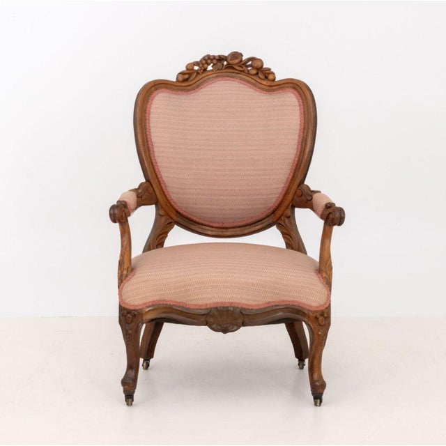 19th Century Louis XV Style Walnut Fauteuils, Pair For Sale - Image 5 of 10