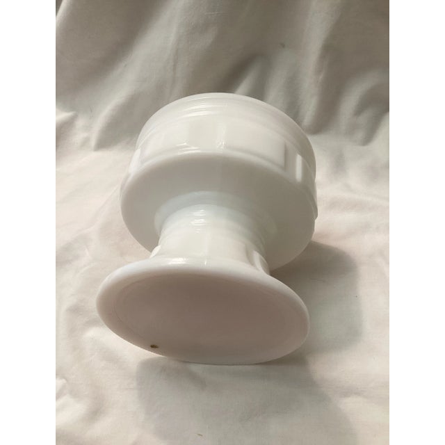 Indiana Glass Company Vintage Milk Glass Pedestal Base With Square Panels For Sale - Image 4 of 4