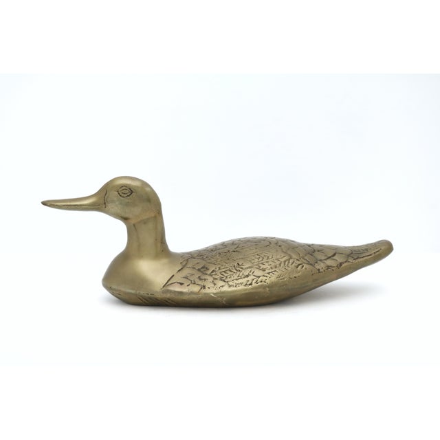 1970s Large Brass Duck Decoy Figurine For Sale - Image 5 of 9
