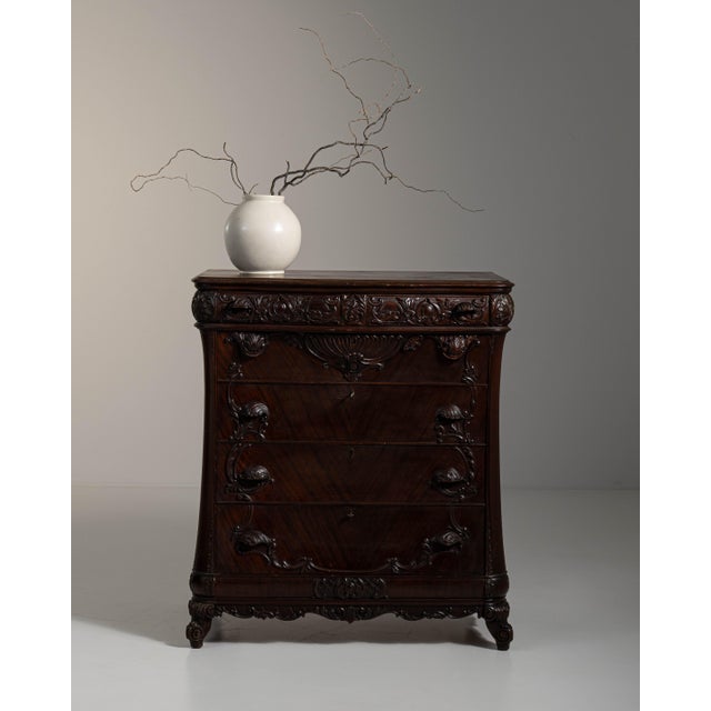 19th Century French Dark Brown Louis XV Ornate Chest of Drawers For Sale - Image 12 of 15