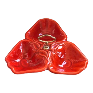Mid-Century California Pottery Strawberry Relish Dish C. 1950s