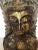 Dramatic and impressively large carved and gilded wooden sculpture of a Thai female bust having ornate head dress....