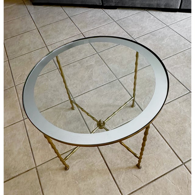 1940s Bagues French Bronze Faux Bamboo Round Side Table For Sale - Image 5 of 12