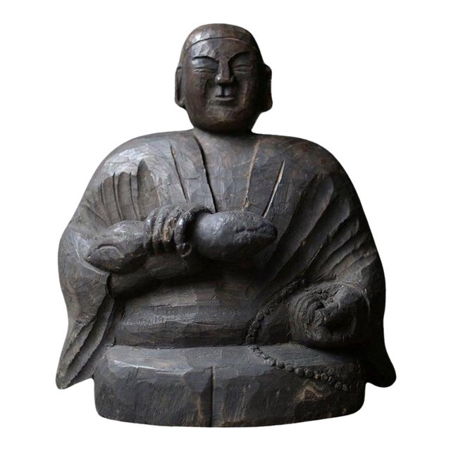 Early 19th Century Antique Wood Figure “Kobo Daishi” For Sale