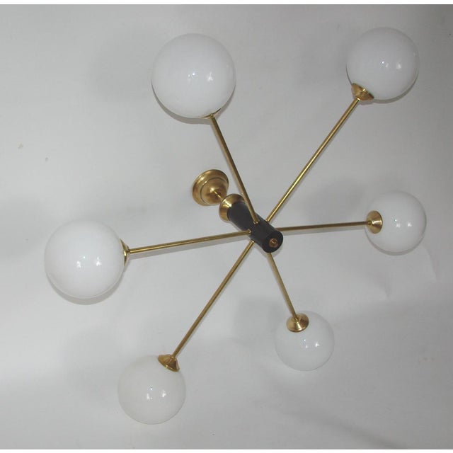 Vintage Chandelier in Brass, Glass and Metal by Stilnovo, 1960s For Sale - Image 4 of 9