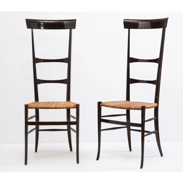 Brown Pair of Chiavari "Super Leggera" Chairs, Italy, 1950s For Sale - Image 8 of 13
