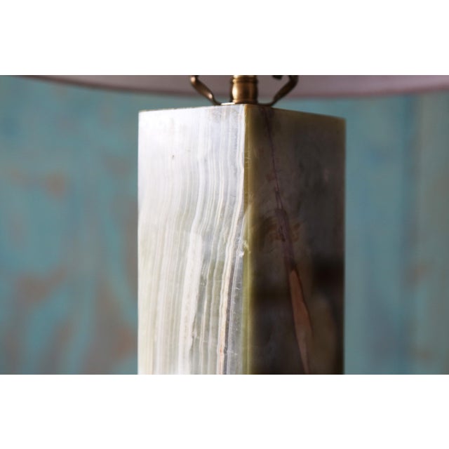 Green Vintage Green Onyx Slab Lamps - A Pair For Sale - Image 8 of 11