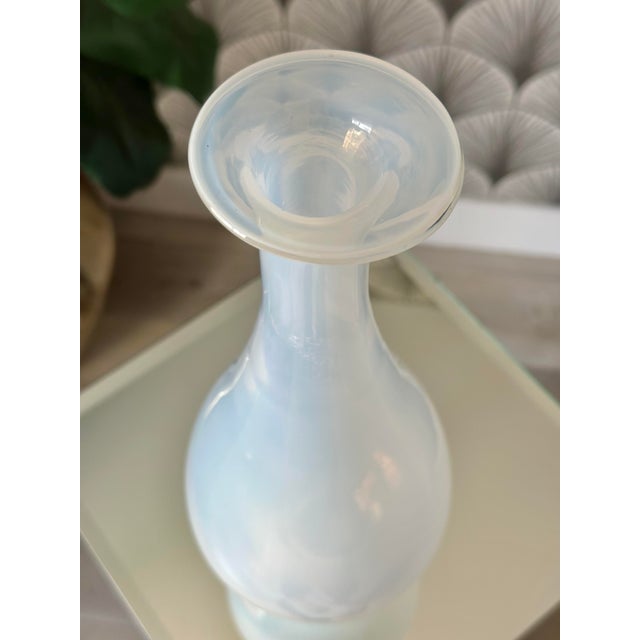 White Vintage Mid-Century Modern Italian Empoli White Opaline Glass Decanter Genie Bottle For Sale - Image 8 of 12