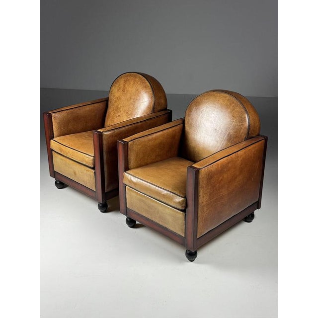 Art Deco Club Chairs in Sheepskin, Set of 2 For Sale - Image 5 of 18