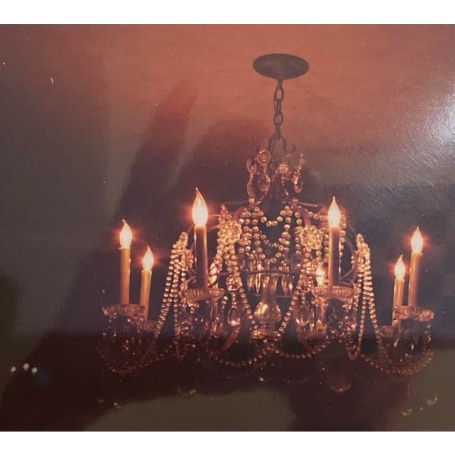 Vintage Handcrafted Crystal and Gilt Metal Six Light Chandelier For Sale - Image 4 of 6