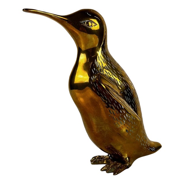 Mid-Century Modern Hollywood Regency Brass Penguin Sculpture, 1970s For Sale
