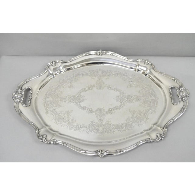 Antique Gorham Silver Plated Victorian Oval Butlers Serving Platter Bar Tray For Sale - Image 16 of 16