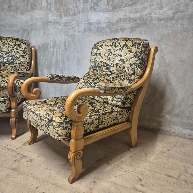 Green Wooden Armchairs with Curved Arms, Czechoslovakia, 1940s, Set of 2 For Sale - Image 8 of 16