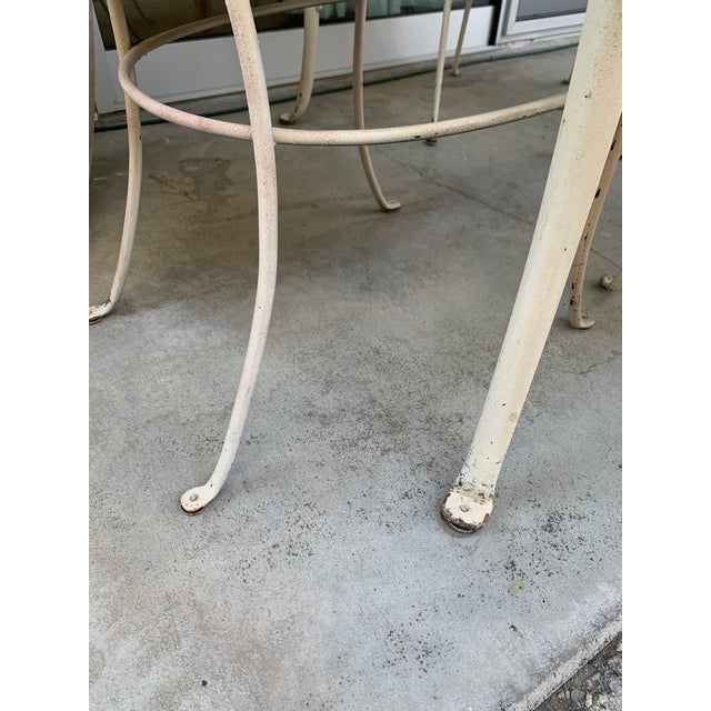 Vintage Woodard Attributed Wrought Iron Patio Dining Table & Chairs Pomegranate 7 Pc Set For Sale - Image 9 of 15